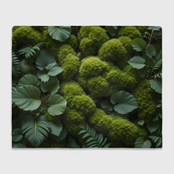 Плед флисовый Зеленый мох и листья, цвет: 3D-велсофт