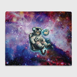 Плед флисовый Brave cat in space - ai art, цвет: 3D-велсофт