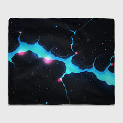 Плед флисовый Голубой разлом в черной текстуре, цвет: 3D-велсофт