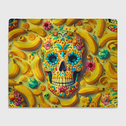 Плед флисовый Красочный летний паттерн с черепом - нейроарт, цвет: 3D-велсофт