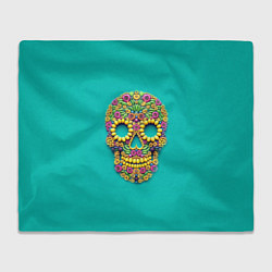 Плед флисовый Цветочный череп, цвет: 3D-велсофт