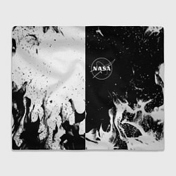Плед флисовый Nasa черно белый огонь, цвет: 3D-велсофт