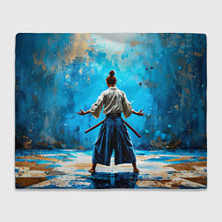 Плед флисовый Боец айкидо на синем, цвет: 3D-велсофт