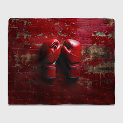 Плед флисовый Бойцовские перчатки на красном, цвет: 3D-велсофт