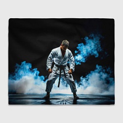 Плед флисовый Боец джиу-джитсу в дыму, цвет: 3D-велсофт