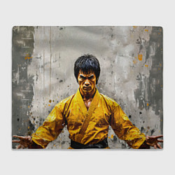 Плед флисовый Брюс Ли на сером, цвет: 3D-велсофт