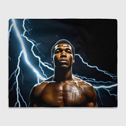 Плед флисовый Мухаммед Али и молния, цвет: 3D-велсофт