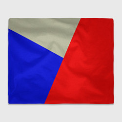 Плед флисовый Серо-сине-красный трёхцветный, цвет: 3D-велсофт