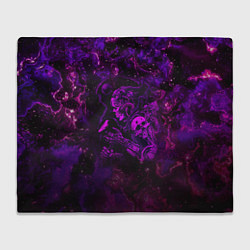 Плед флисовый Неоновый самурай в космосе, цвет: 3D-велсофт