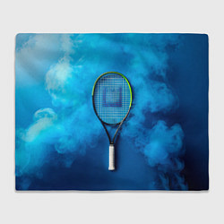 Плед флисовый Теннисная ракетка в синем дыму, цвет: 3D-велсофт