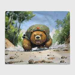 Плед флисовый Злой медведь со звездой СССР, цвет: 3D-велсофт