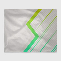 Плед флисовый Color white line green, цвет: 3D-велсофт