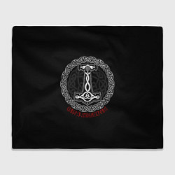 Плед флисовый Символика воинов - молот бога Тора, цвет: 3D-велсофт