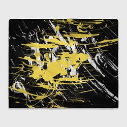 Плед флисовый Желтая краска на черном, цвет: 3D-велсофт