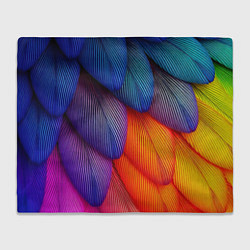 Плед флисовый Радужные перья попугая, цвет: 3D-велсофт