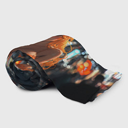 Плед флисовый Рыжая девушка в ночном городе, цвет: 3D-велсофт — фото 2