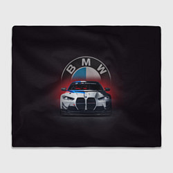 Плед флисовый BMW на красном фоне, цвет: 3D-велсофт