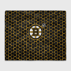 Плед флисовый Бостон Брюинз - черные соты, цвет: 3D-велсофт