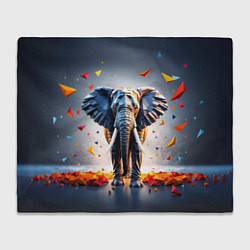 Плед флисовый Геометрический слон и цветные полигоны, цвет: 3D-велсофт