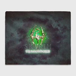 Плед флисовый Skyrim gold logo Dragonborn, цвет: 3D-велсофт
