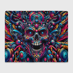 Плед флисовый Colorful cyber skull - pattern, цвет: 3D-велсофт