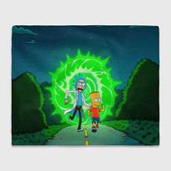 Плед флисовый Рик и Барт Симпсон, цвет: 3D-велсофт