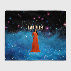 Плед флисовый Lana Del Rey в оранжевом длинном платье, цвет: 3D-велсофт