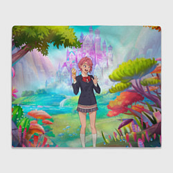 Плед флисовый Дандадан Сиратори Айра держит мороженое, цвет: 3D-велсофт