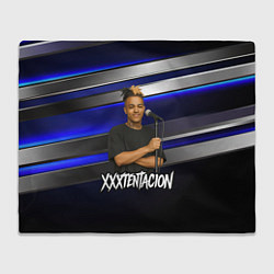 Плед флисовый XXXTentacion с микрофоном довольный, цвет: 3D-велсофт
