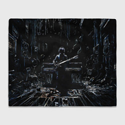 Плед флисовый Линейный силуэт музыканта, цвет: 3D-велсофт