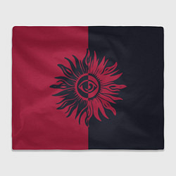 Плед флисовый Солнце красно-синее, цвет: 3D-велсофт