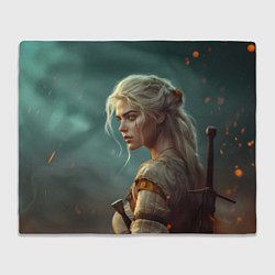 Плед флисовый Цири на фоне искр, цвет: 3D-велсофт