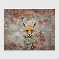 Плед флисовый Лис в шерстяном шарфе, цвет: 3D-велсофт