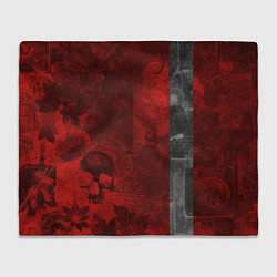 Плед флисовый Багровый гранж с черепом, цвет: 3D-велсофт