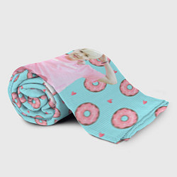 Плед флисовый BTS на фоне пончиков, цвет: 3D-велсофт — фото 2