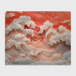 Плед Японские красные волны