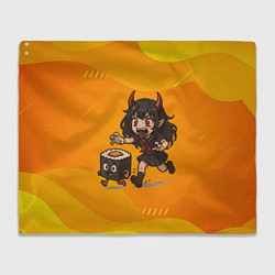 Плед флисовый Девочка дьявол бежит за роллом, цвет: 3D-велсофт