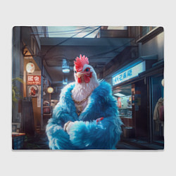 Плед флисовый Петух в голубой шубе, цвет: 3D-велсофт