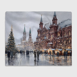Плед флисовый Московский новогодний день, цвет: 3D-велсофт
