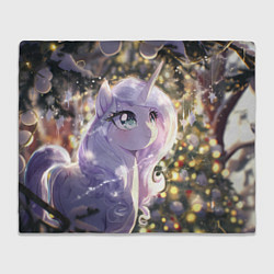 Плед флисовый Белая лошадка - единорожка, цвет: 3D-велсофт