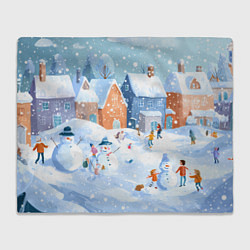 Плед флисовый Предновогодний день во дворе, цвет: 3D-велсофт