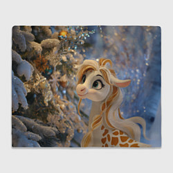 Плед флисовый Новогодняя лошадка в крапинку, цвет: 3D-велсофт