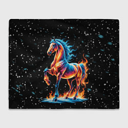 Плед флисовый Лошадь на снегу, цвет: 3D-велсофт