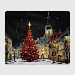 Плед флисовый Красная новогодняя елка, цвет: 3D-велсофт