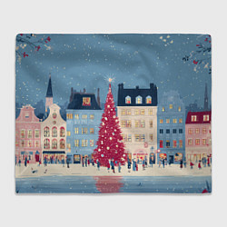 Плед флисовый Новогоднее гуляние у красной елки, цвет: 3D-велсофт