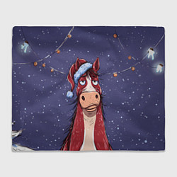 Плед Новогодняя лошадь символ 2026 года