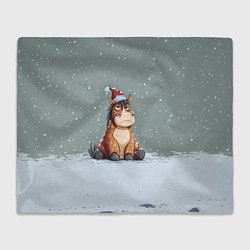 Плед флисовый Лошадка на фоне снегопада, цвет: 3D-велсофт