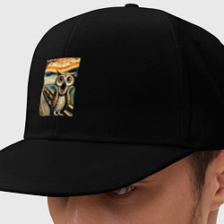 Кепка-снепбек Сова кричит на картине Эдварда Мунка - нейроарт, цвет: черный