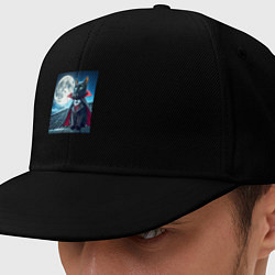 Кепка-снепбек Чёрный кот вампир - хэллоуин, цвет: черный