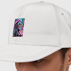 Кепка-снепбек Кибер девчонка - нейросеть фантазия, цвет: белый